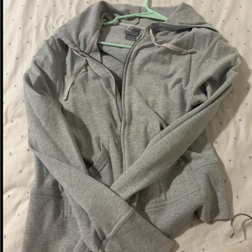 Champion Women's Light Gray Zip-Up Hoodie